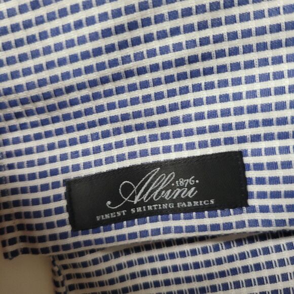 Hugo Boss Slim Fit Dress Shirt 17.5 Albini Fabric Blue Check Cotton New No Tags - Picture 6 of 10